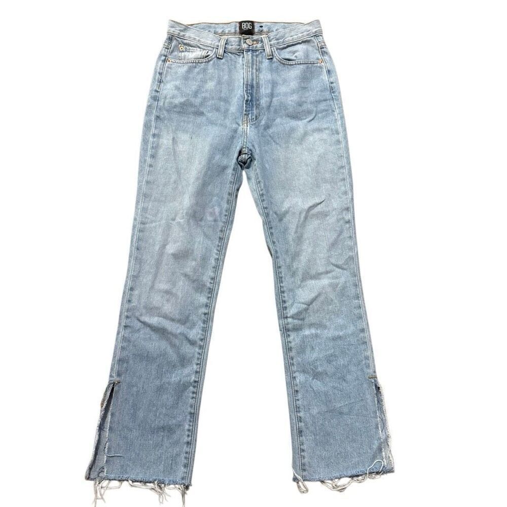 BDG light wash high-waisted straight-leg style with a raw split hem jeans size 2